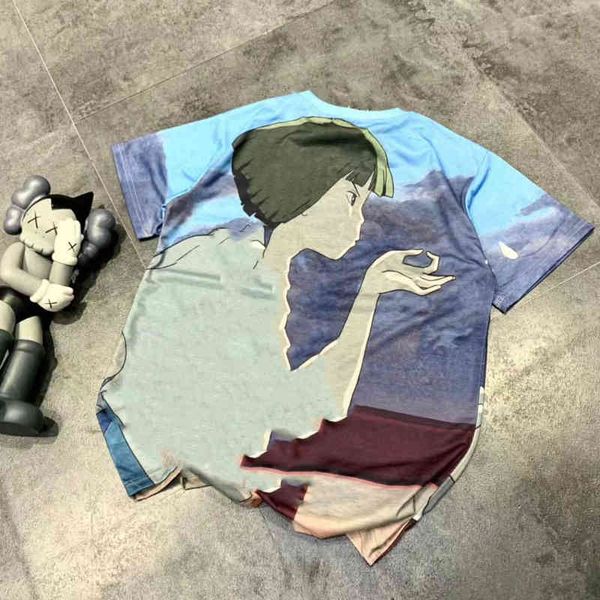 

women's t-shirt sprin and summer couple cartoon animation short sleeve casual printed men's women's t-shirt cute lare shirt t, White