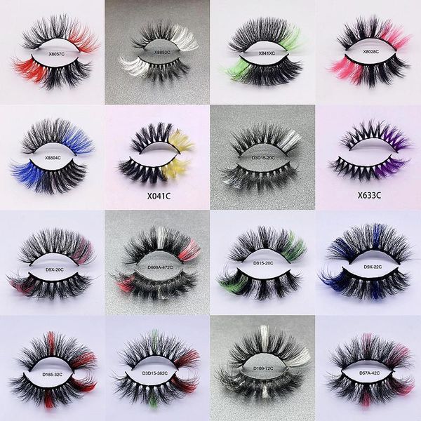 Ciglia finte Colore misto 15mm 20mm Ciglia di visone Ombre Colorato Bulk Drammatico Fluffy Party colorato per Cosplay