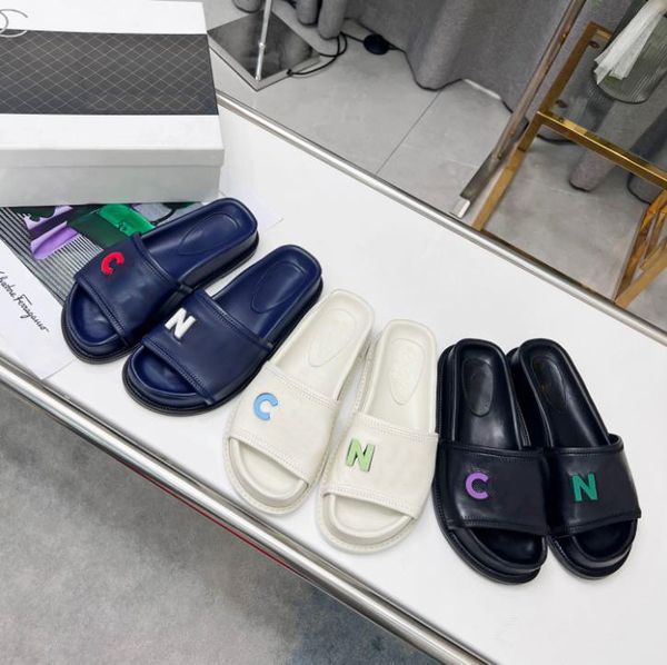 

luxury designer new women slipper letter slippers flat sandals fashion sandals summer, Black