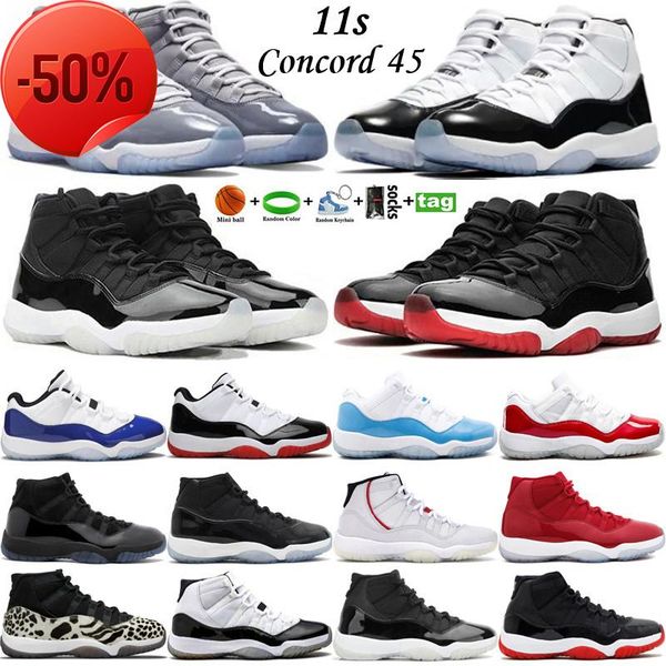 

2022 high jumpman 11 og 11s mens basketball shoes concord 45 cool grey 25th anniversary university blue rose gold cap and gown men retro w, Black