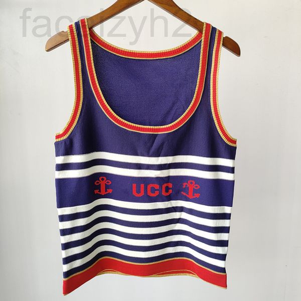

women's tanks & camis designer 22 summer new striped gold thread jacquard letter knitted vest for women ll2i, White
