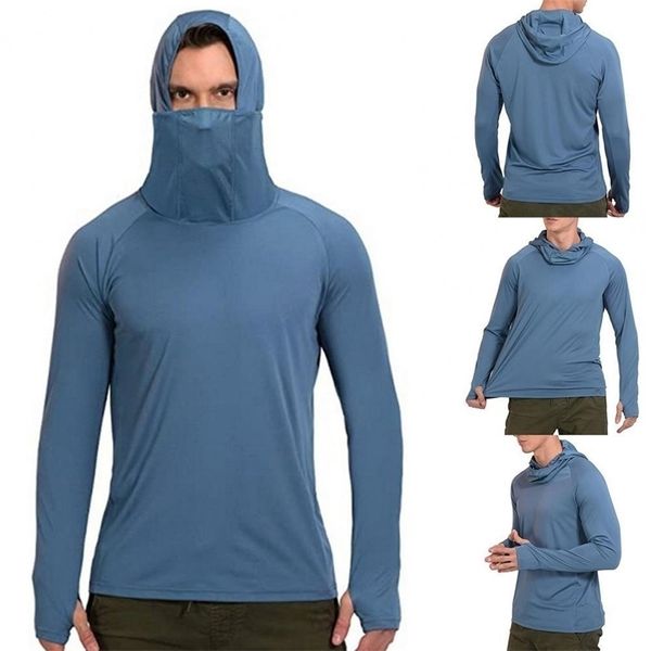 

fishing shirt hooded men thin lightweight stretchy thumb hole for outdoor hiking climbing cycling breathable fishing shirt 220813, White;black