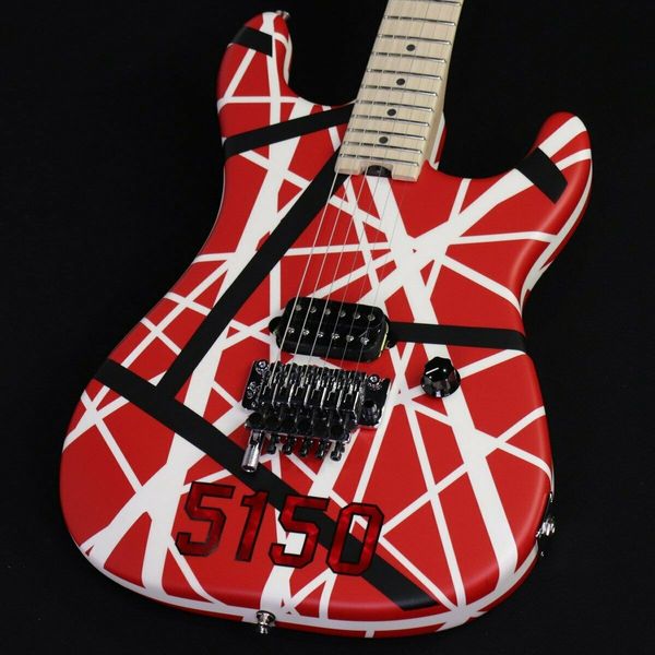 

ev h striped series 5150 red black white stripe transparent red electric guitar