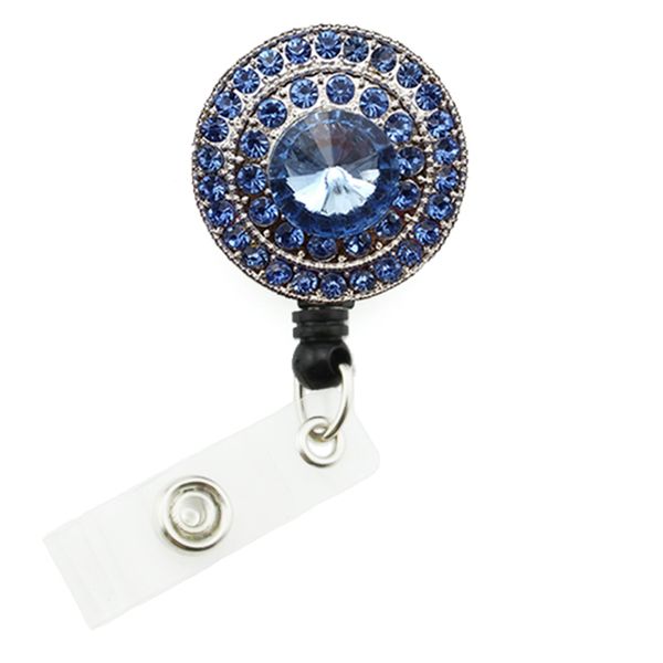 

nurse accessories medical rhinestone crystal round retractable badge holder reel with alligator, Gray