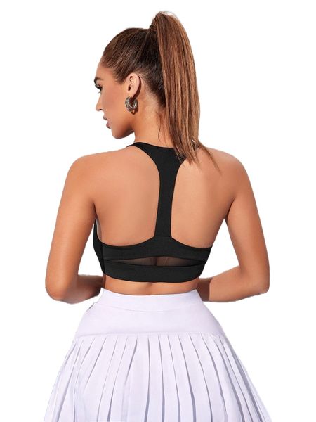 

breathable softness open back sports bra v15q#, Gray