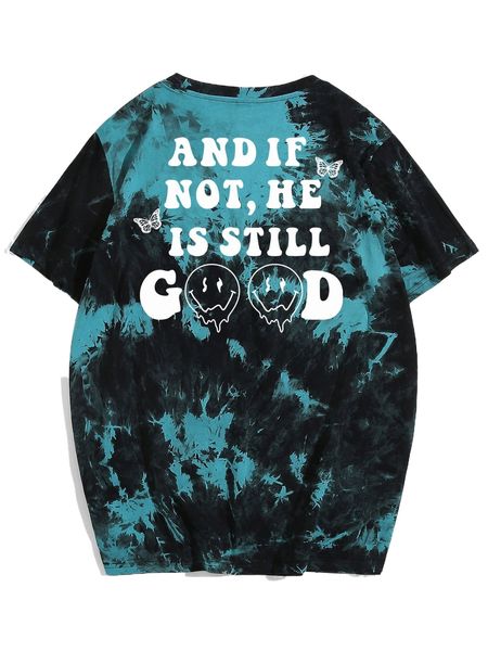

men tie dye and slogan graphic tee a9cs#, White;black