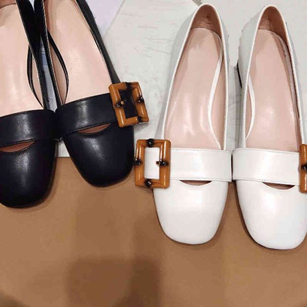 

sandals slub buckle thick heels women's scalp single shoes autumn one foot lefu casual, Black