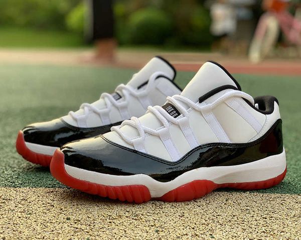 

shoes jumpman 11 low concoro basketball white university red black real fiber 11s trainer sports stylist sneakers
