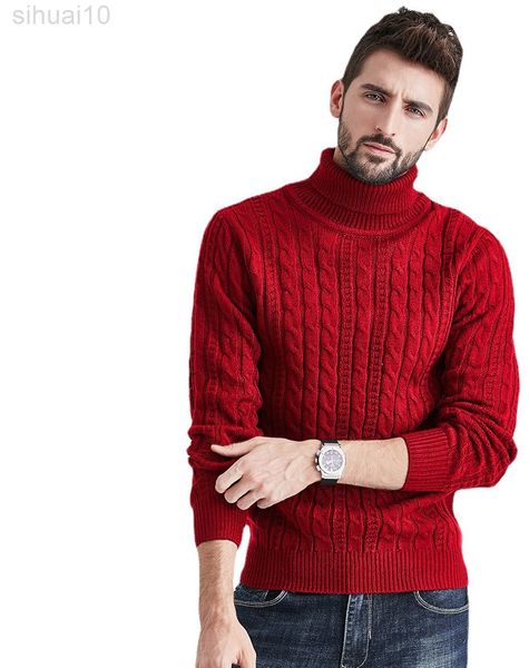 

winter new men's turtleneck sweaters black knitted pullovers men solid color casual male sweater autumn knitwear l220801, White;black