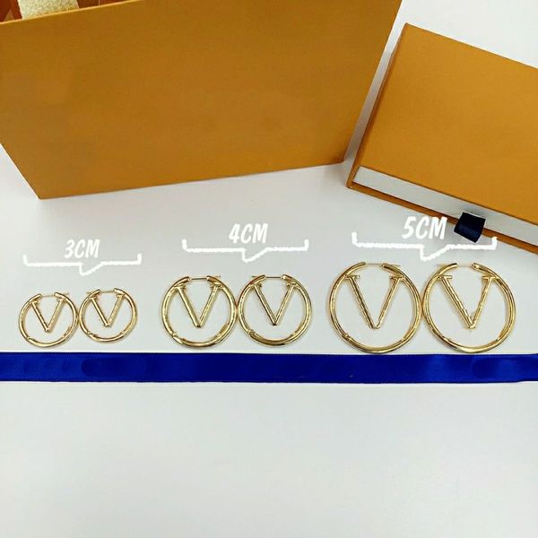 

fashion designer hoop earrings 3/4/5cm classic letter 2colors gold and silver big circle simple earrings initial womens ladies jewelry earri, Golden;silver