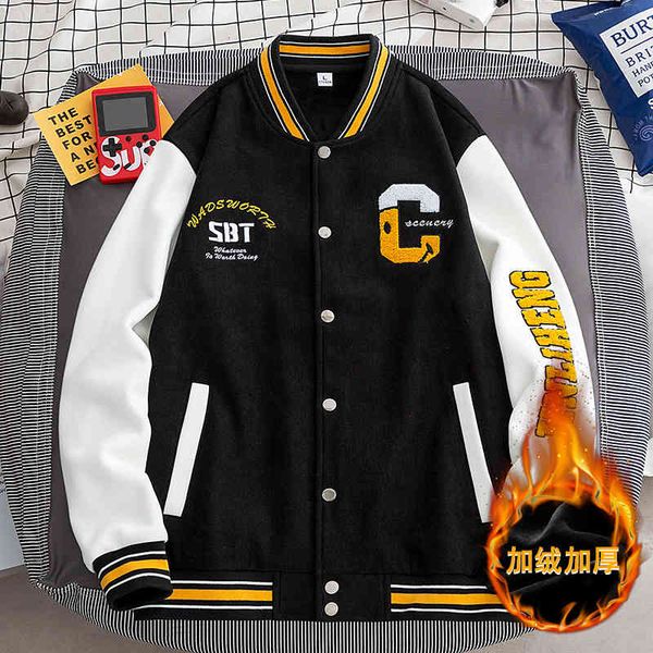 

2022 spring and autumn new men's coat youth student plush thickened winter warm, Black