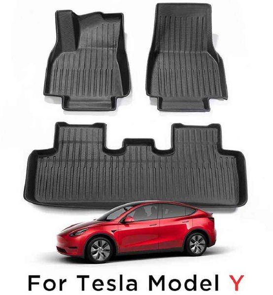 

tesla model y custom fit car accessories floor mat tpe eco trunk mat fronk rear mat for left and right hand drive 5 seat model y w220328