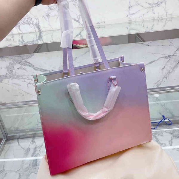 

totes luxury handbag tote bag women fashion gradient handbags luxury leather letters shoulder bags purse lady crossbody 220526