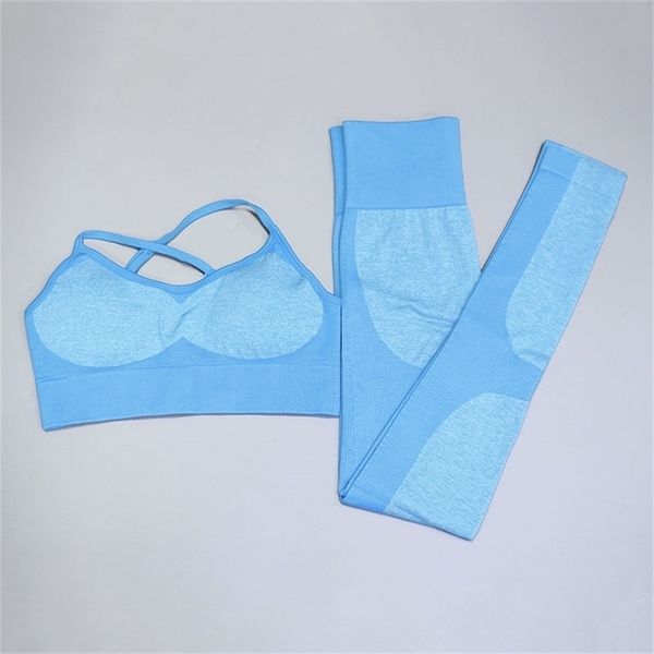 

2 pieces gym yoga set workout clothes women seamless leggings sport brassiere femme fitness suit outfit for woman 220330, Gray