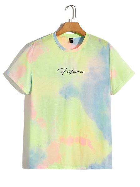 

men letter pattern tie dye tee j8qc#, White;black