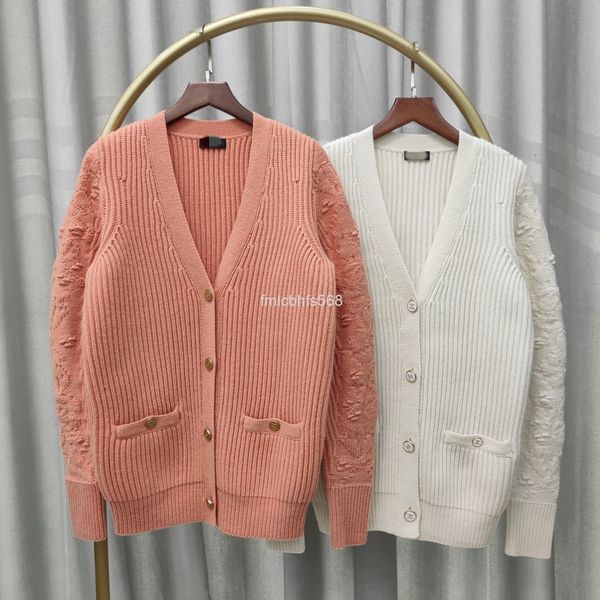 

women's knits & tees xiaoxiangfeng autumn and winter heavy industry cardigan hmade square castle series cashmere pit strip 3d, White