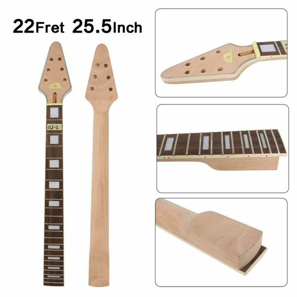 

flying v guitar neck 22 fret 25.5 inch mahogany rosewood fretboard binding head-