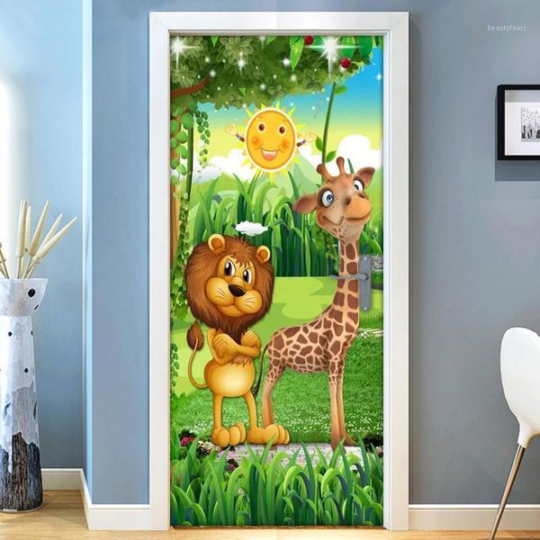 Outros adesivos decorativos 3d Floresta desenho animado Animal girafa infantil quarto garotas garotas decoração de decoração de decoração de parede de parede de parede de parede