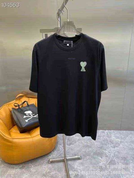 

brand fashion designersummer short sleeve 230g cotton chest love color diamond men's and women's t-shirt, White