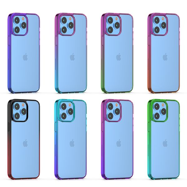 Custodie per telefoni acrilici sfumati a doppio colore da 1,5 mm per iPhone 14 13 Pro 12 Mini 11 XS Max XR 7 8 SE2 Cover posteriore mobile antiurto in TPU trasparente trasparente D1