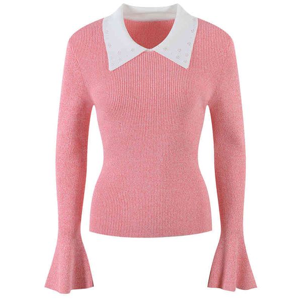 

women's sweaters french sweet pink sweater women's clothing spring and summer long sleeved bright silk slim fitting doll neck 2jxv, White;black