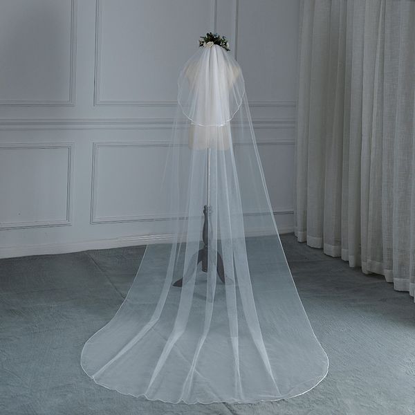 

bridal veils 3m bridal veils double-layer comb headdress binding ribbon wedding headdress dress accessories long, Black