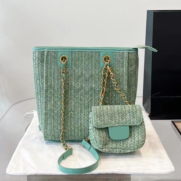 

classic designers shoulder bag straw shopping chains bag designer fashion tote large capacity handbags women clutch bags with wallet and box
