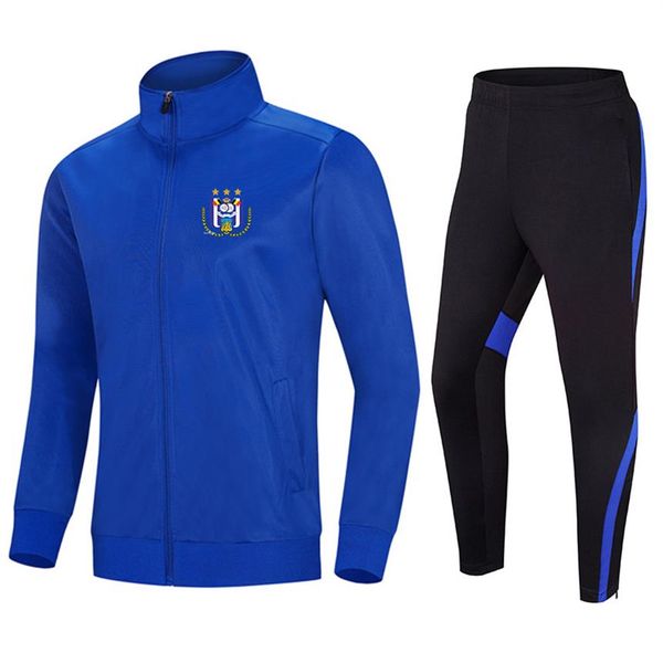 

royal sporting club anderlecht men's tracksuit jacket and pant training suits outdoor sportswear jogging wear kids 2766, Black;blue