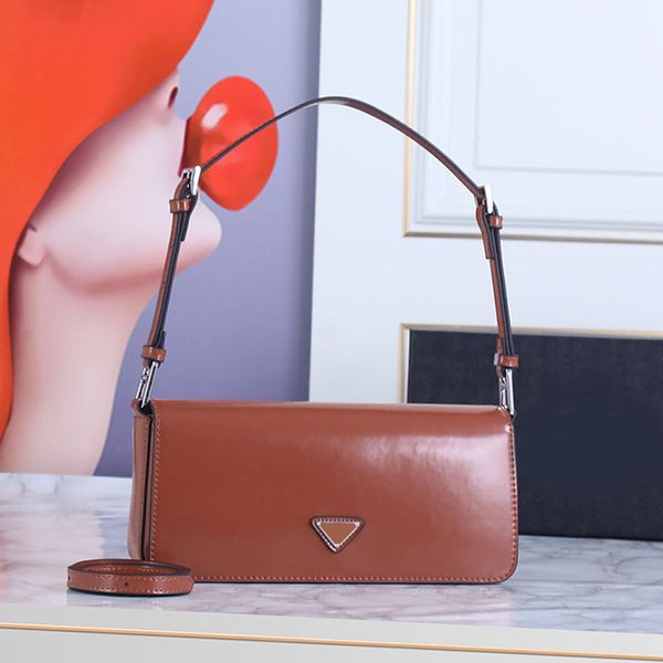 

shoulder bag women flap purse handbag messenger bags fashion cowhide smooth leather removable strap triangle decoration 5a quality