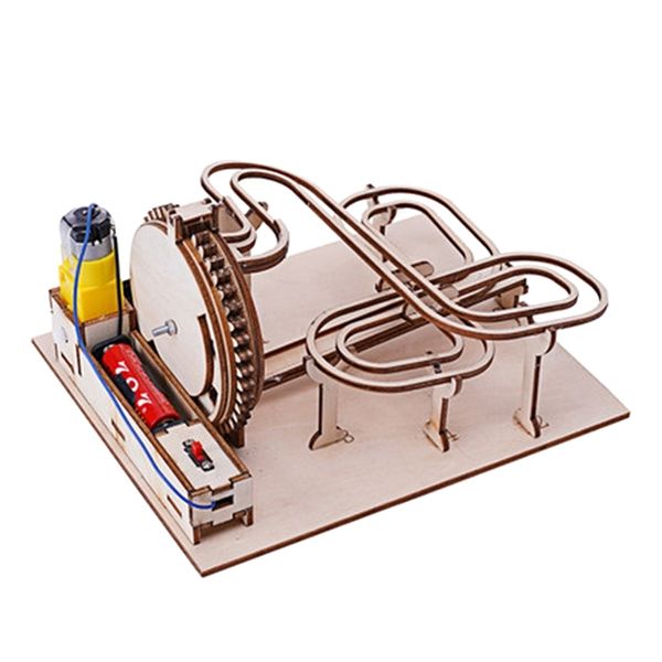 Kit modello di pista per biglie in legno Puzzle meccanici 3D Pista giocattolo fisica educativa per bambini Adulti Divertimento didattico 220715