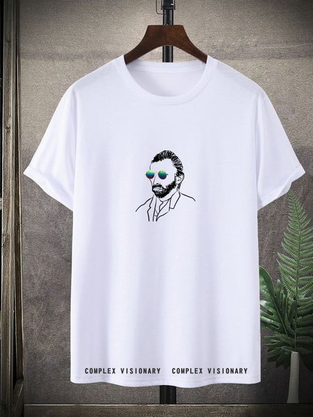 

men figure and letter graphic tee r4rr#, White;black