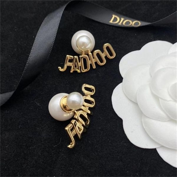 

2022 36% off designer jewelry d ja925 silver needle pearl letters simple fashion trend female earrings accessories, Golden