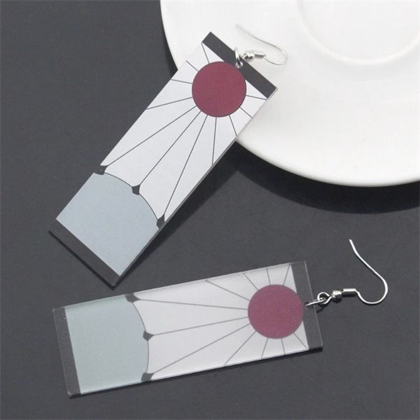 

dangle acrylic demon killer dangling earrings anime cosplay props pendant long earrings a69, Silver