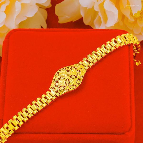Cadeia de link Olhos Hollow Design Watch Bracelet for Women 18k Gold Charm Ladies Feminino Festem Party Jewelry Gift