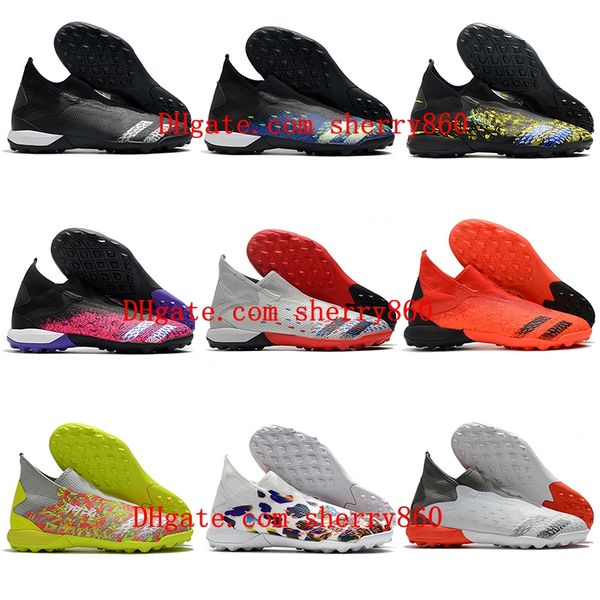 

predator freak3 laceless tf soccer shoes turf cleats football boots white orange