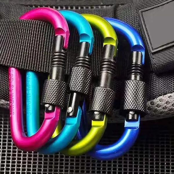 Gadgets ao ar livre de alta qualidade Keychains de escalada ao ar livre liga de alumínio D Forma fivela de fivela de sobrevivência Chave de corrente Campa de camping backpack ChainChain