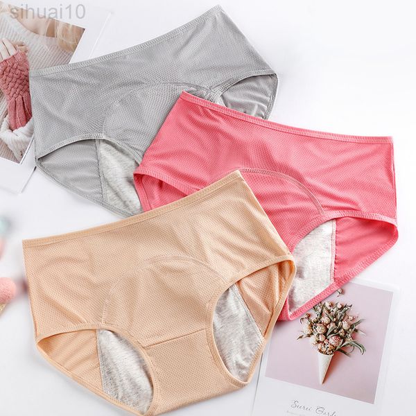 

menstrual briefs leak-proof incontinence environmetal underwear period briefs high waist warm female women pants plus size l220802, Black;pink