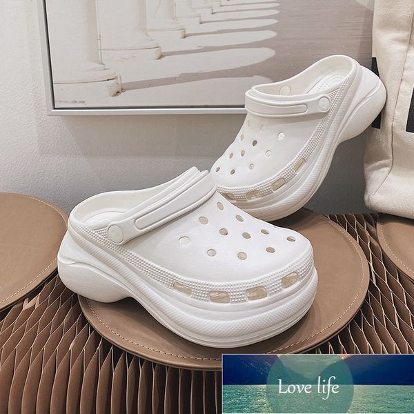 

7cm hole shoes slippers women's summer fashion outerwear high heel platform dad shoes eva sandals closed toe platform sandals, Black