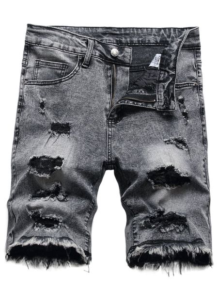 

men ripped frayed hem denim shorts e6jg#, White;black