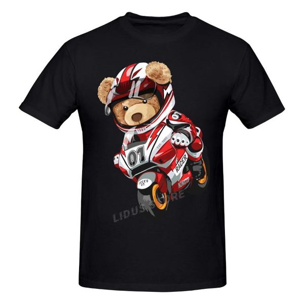 Männer T-Shirts Teddybär Reiten Racing Motorrad T Shirts Harajuku Kurzarm T-shirt Grafiken T-shirt Marken T TopsHerren