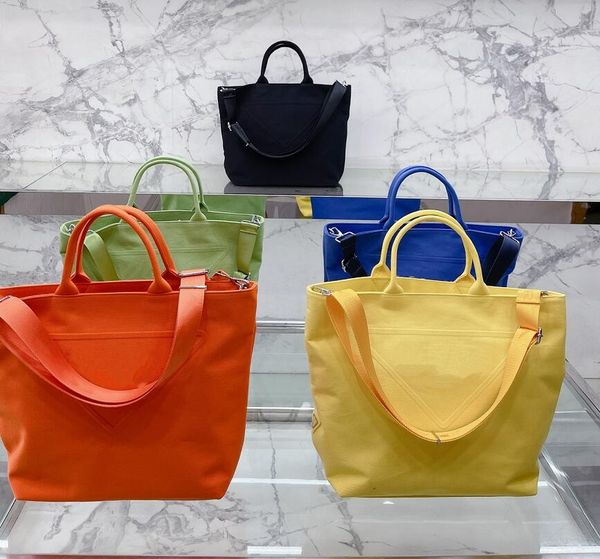 

triangle logo canvas totes fashion simple multicolor high capacity practical shopping bags solid color leisure womens single-shoulder bag ha