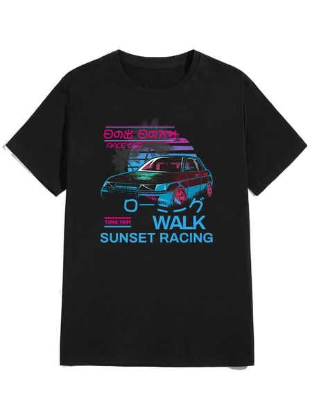 

romwe guys car print tee h12t#, White;black