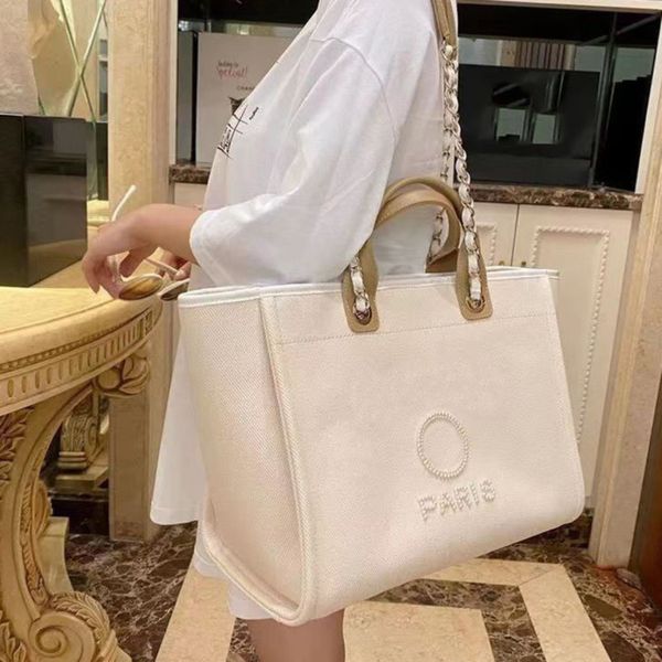 

luxury women fashion label pearl beach bags brand ch canvas evening bag female classic big handbags designers ladies backpack portable large