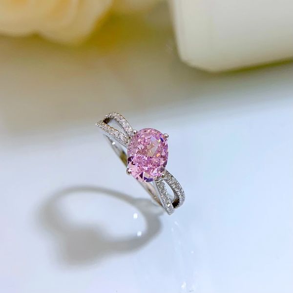 

pure silver ring fadeless wedding jewelry s925 sterling proposal silver band female non fading engagement pink diamond rings, White