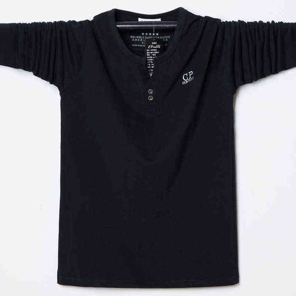 Plus Größe 5XL 6XL Männer T-shirt 2021new Ankunft Mode V-ausschnitt Smart Casual 100% Baumwolle Langarm T-Shirts Marke Kleidung T220808