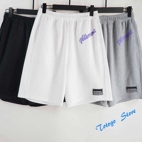 

foam vetements purple black white gray shorts men women hem patch vtm breeches vetements casual shorts, White;black