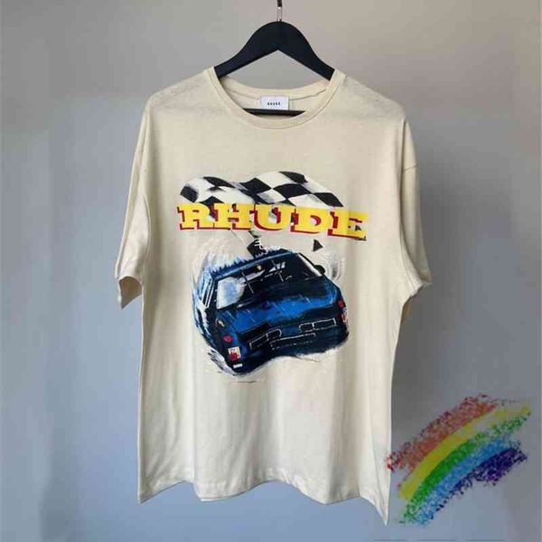 Camicie Designer t T-shirt Rhude Racing Uomo Donna 1 Maglietta con stampa grafica per auto di formula di alta qualità Alta qualità