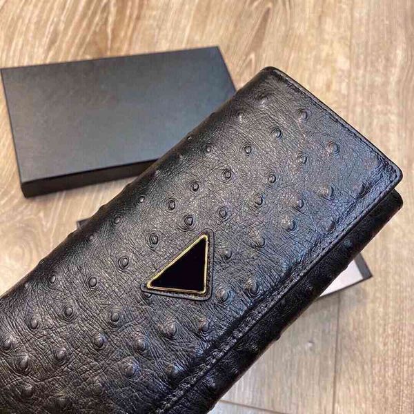 

luxury wallet clutch ostrich leather designer card holder crossbody purses 220402