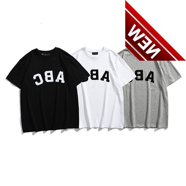 

50% off discount fg double track s high street trend abc letter printing ins loose short sleeve t-shirt factory direct sale, White;black