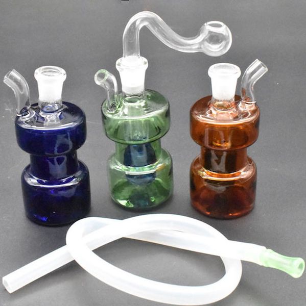 Commercio all'ingrosso colorato più nuovo 10mm femminile viaggio mini vetro Dab olio Rigs bong tubo di fumo dell'acqua con cannuccia di silicone